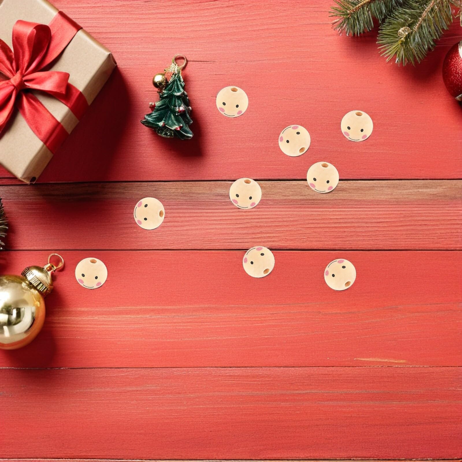 50 Cuentas de Madera Sonrientes para Joyería Diy, Suministros de Manualidades para Hacer Collares y Pulseras