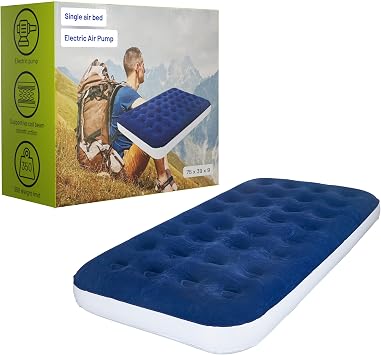Treaton, 9-Inch Durable Luxury Inflatable Air Mattress with Comfort Coil Technology and High Capacity Pump, Good for Camping, Home and Portable Travel, Twin, Blue