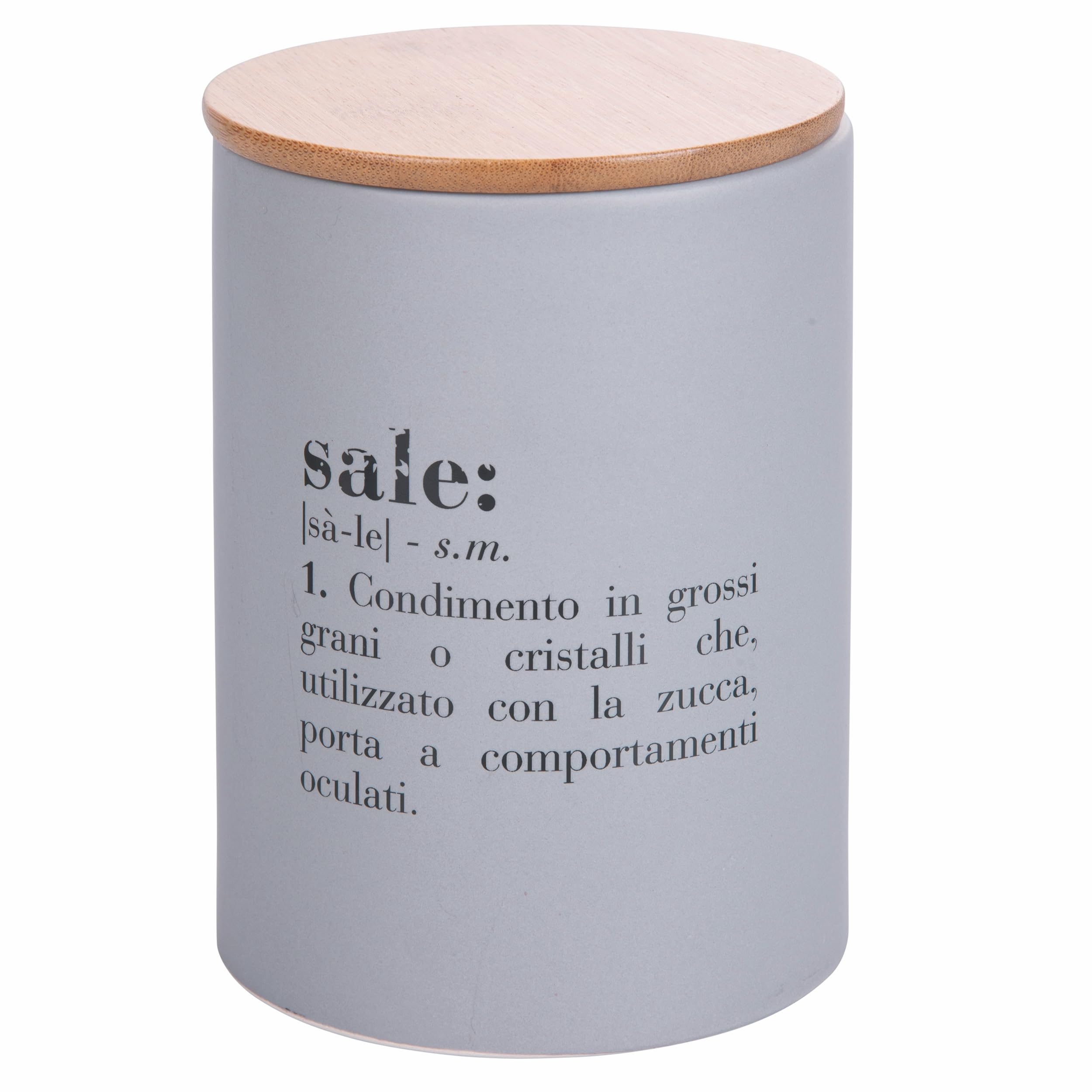 Villa d'Este Home Tivoli Set 3 barattoli caffè, zucchero e sale 750 ml in gres, coperchio in bambù, Victionary Light