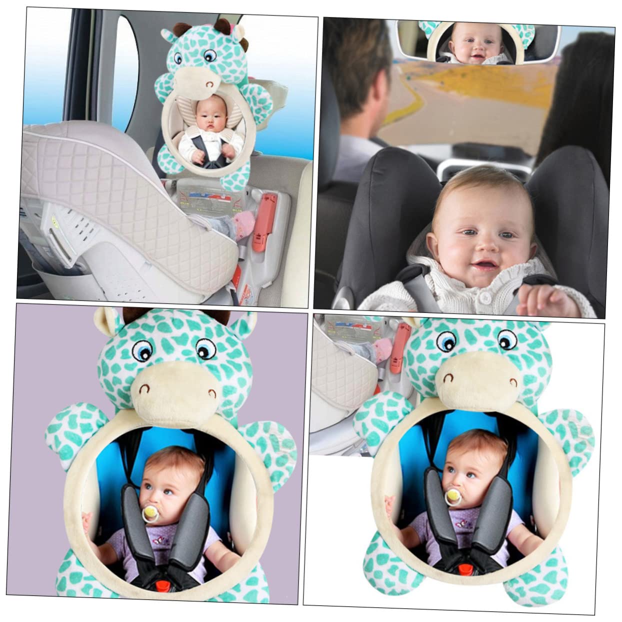 KOMBIUDA 3pièces Miroir De Sécurité Arrière Pour Girafe Miroir Observation Pour Siège Auto Installation Facile Et Durable Design Adorable Pour Parents