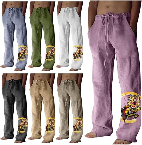 Miniatura 5 de GIERIDUC Pantalones deportivos para hombre Pantalones deportivos para hombre con bolsillos con cremallera para hombre, pantalones de vestir marrón