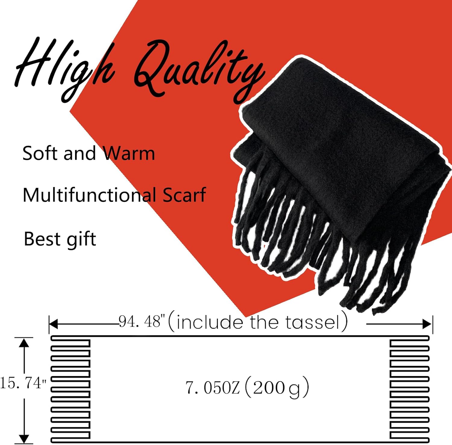 Winter Scarf for Women Big Chunky Scarf Solid Warm Soft Oversized Thick Blanket Scarves Shawl Cashmere Feel - Image 3