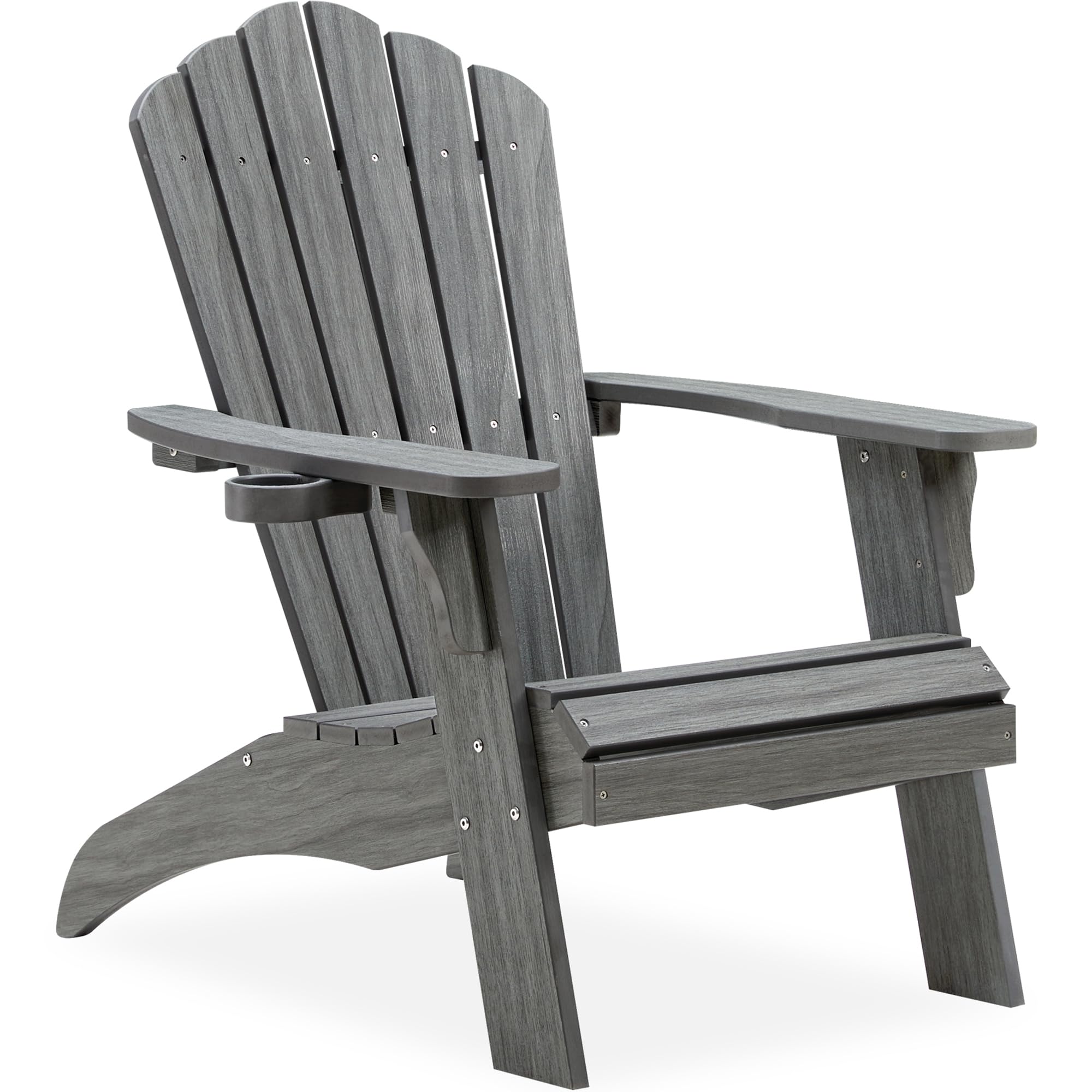 Psilvam Oversized Adirondack Chair with Cup Holder (1pc, Gray)