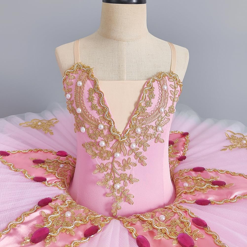 tutù da Danza Classica Professionale per Bambine Gonna da tutù Pancake da Ballerina Abito Gara per Danza del Cigno