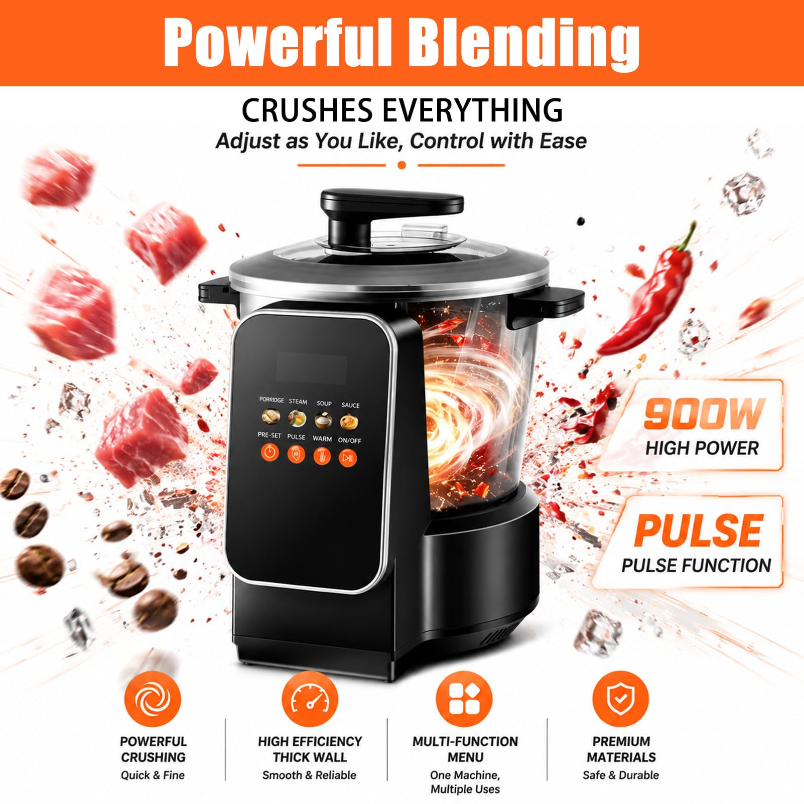 Robot de Cocina automático de 8 L con Revestimiento Antiadherente: Ideal para Preparar *nshima* (Masa de harina), arroz, sopas, Mezclas, Carne picada y Salsas.