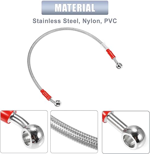 Miniatura 6 de X AUTOHAUX 19.7 in 19.69 "0.394 in ID motocicleta hidráulica línea de aceite manguera de aceite 28  0  cable trenzado de acero inoxidable para ATV