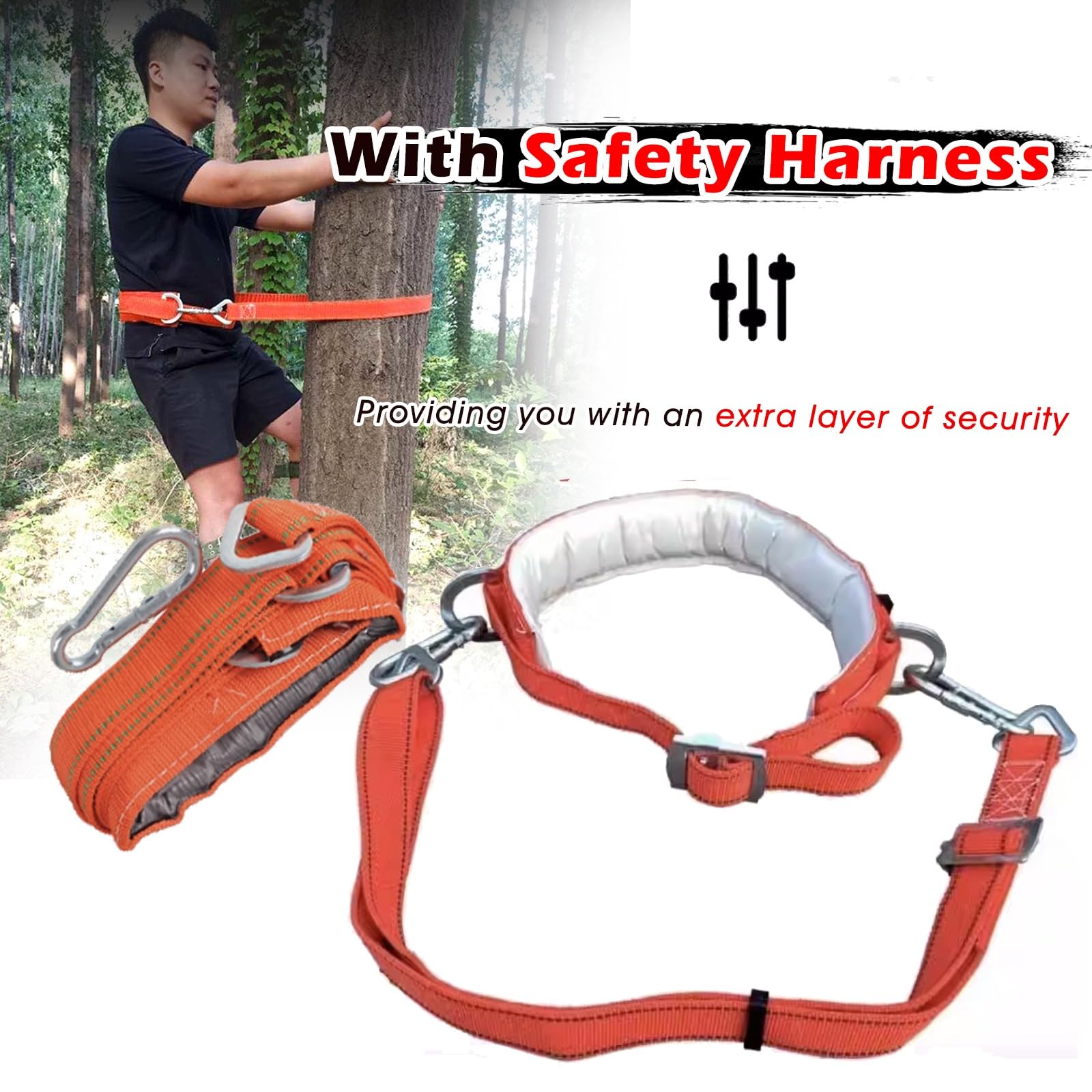 Generico Punte per Arrampicata sugli Alberi ad Alta Resistenza - Attrezzatura ergonomica per Arrampicata su Tronchi e Raccolta di Frutta - Attrezzatura per Arrampicata su Pali in Legno da 15,7'' per