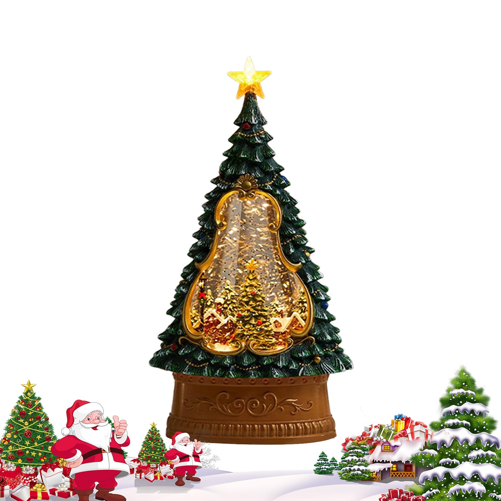 Lanterne Boule à Neige de Noël USB Musical Minuterie de 6 Heures | Décoration De Boule À Neige Lumineuse De Noël Pour Salon Chambre Manteau Étagère Rebord De Fenêtre Adolescents Adultes
