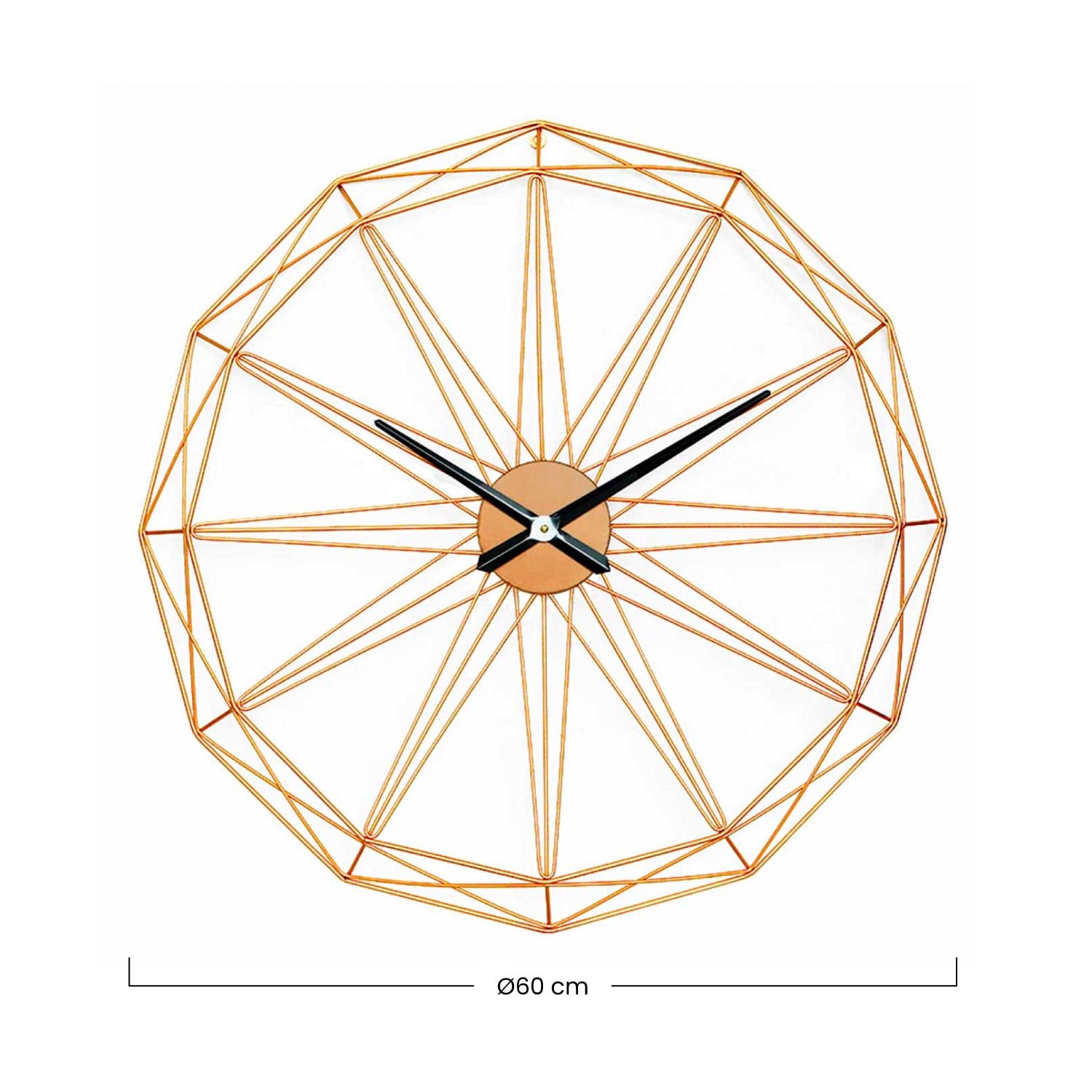 THINIA HOME - Reloj de Pared Moderno Dorado Ø80cm, Aluminio/Metal, Hogar, Oficina y Despacho, Movimiento Agujas Continuo, Extra Silencioso, Diseño Geométrico, Estilo Moderno, Color Dorado