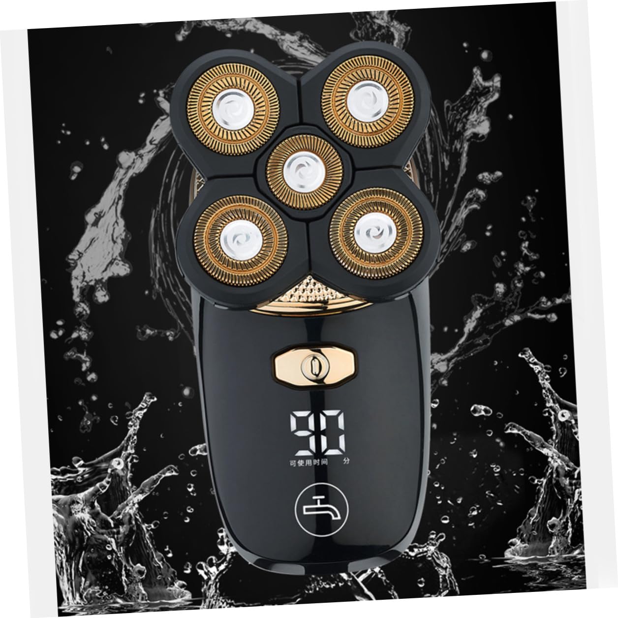TOPBATHY Rasoio Elettrico Barba e Chioma Uomo Cinque uno Lama in Acciaio Placcato Titanio Ricaricabile USB Design Ergonomico per Rasatura Precisa