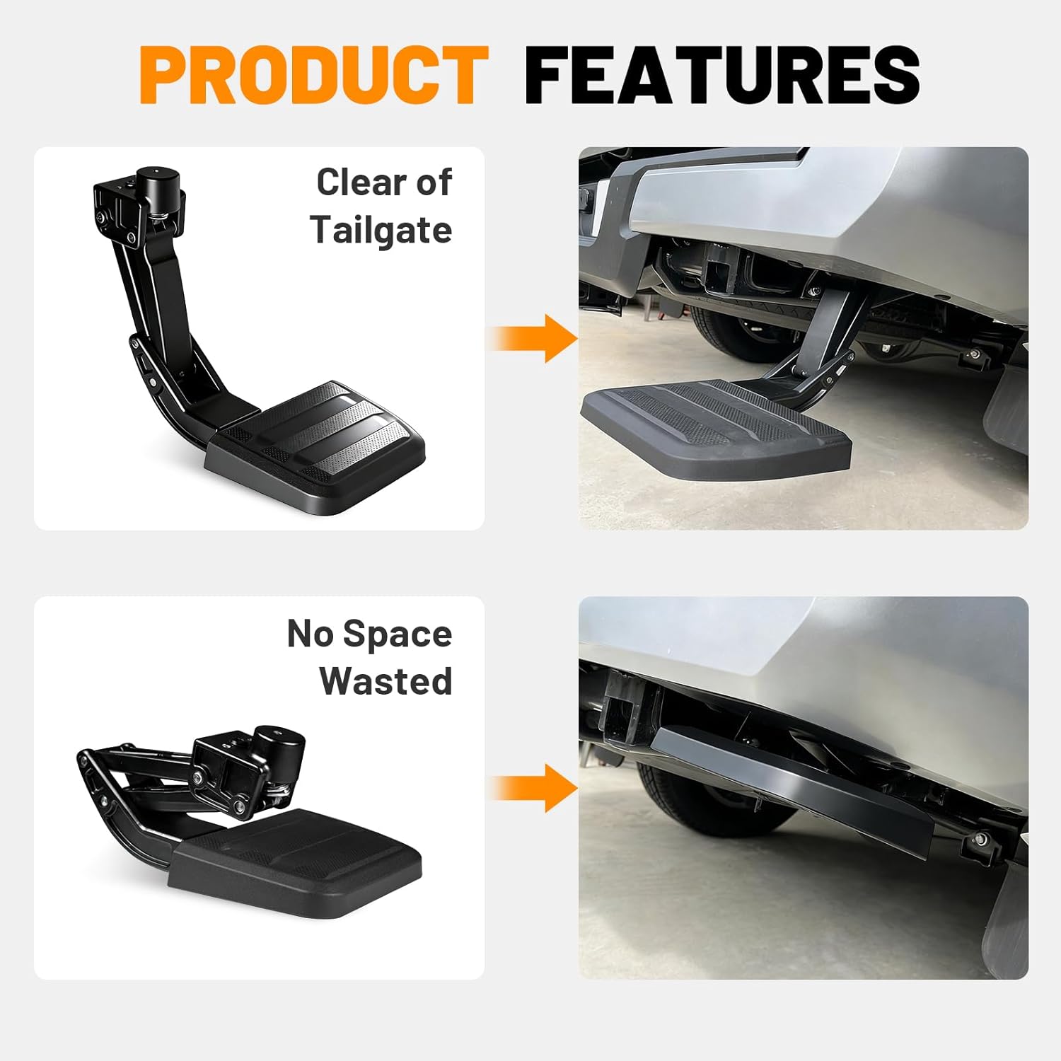 Rear Bed Step Compatible with Toyota Tacoma 2024-2026, Folding Tailgate Bedstep Truck Tailgate Step Retractable Bumper Pickup 4th Gen Accessories