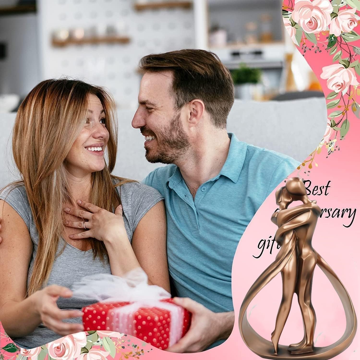 BigTree Wedding Engagement Anniversary Couple Figurines Gift for Wife Parents Him and Her Resin Couple Sculpture Romantic for Valentine's Day - Image 2
