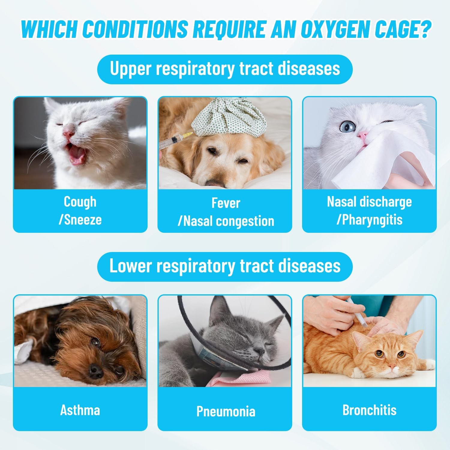 Pet Universal ICU Cage with Wheels 304 Stainless Steel Warming Lamp Oxygen Port Thermostat for Cat Dog Incubator Constant Temperature Care Cat and Dog Warm Brooding