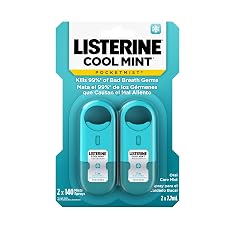 Listerine Cool Mint Pocketmist Oral Care Mist for Fresh Breath Non-Aerosol Sugar-Free Bad Breath Refresher Spray to Kill
