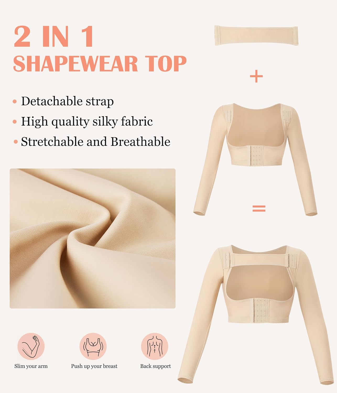 LANCS Women Upper Arm Shaper Post Surgical Compression Sleeves Slimmer Tops Posture Corrector Vest Shapewear - Image 5