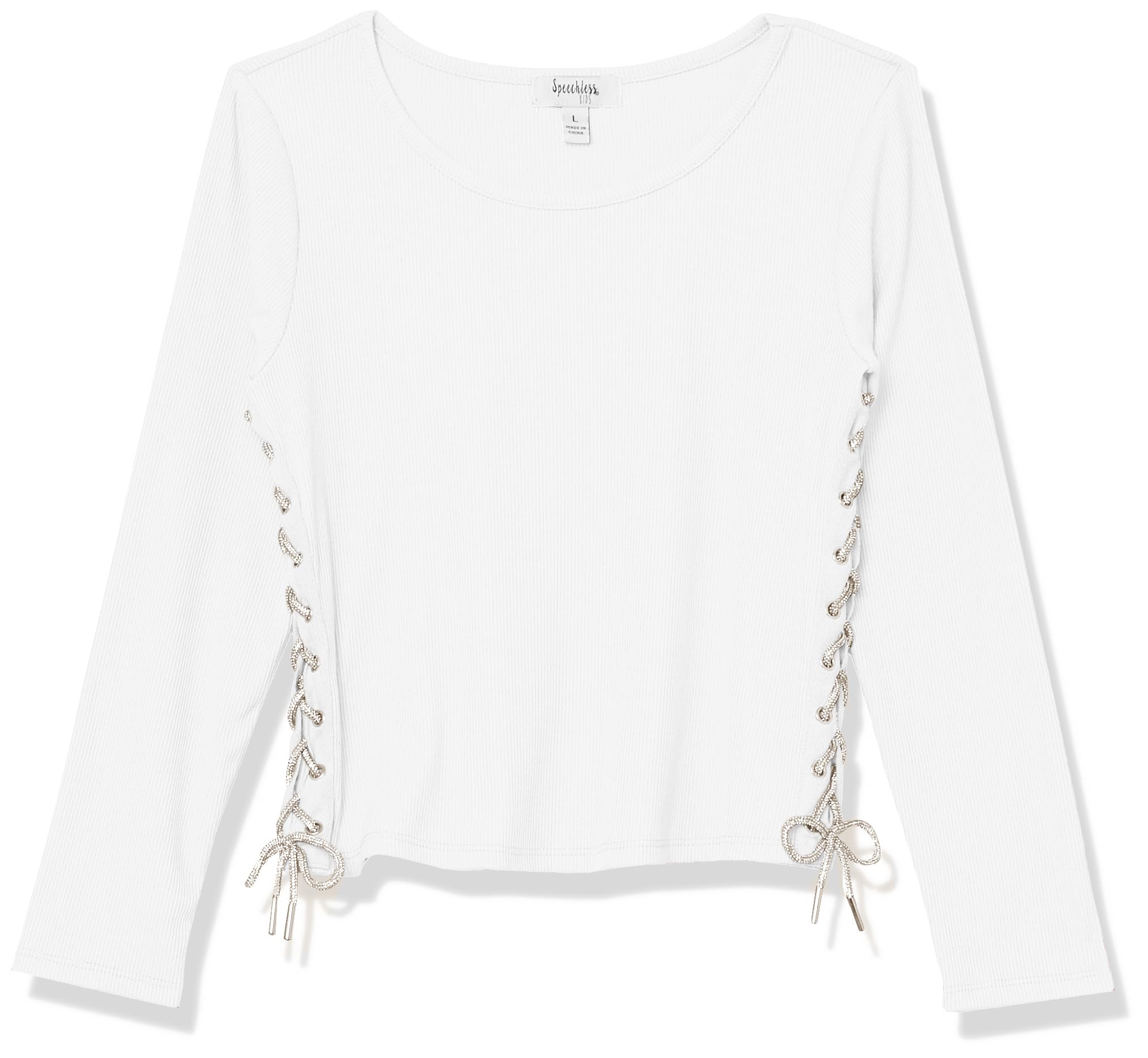 Speechless Girls' Rib Knit Long Sleeve Side Drawstring