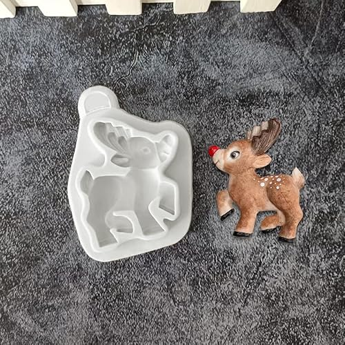 2Pcs Christmas Silicone Molds Diy Xmas Fondant Molds Chocolate Candy Soap Cake Molds Santa Santa Reindeer Elk Cake Decorative Baking Mold Xmas New Year Party Cake Cupcake Decor #TOP2