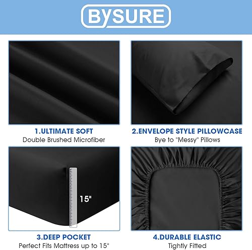 Miniatura 3 de BYSURE - Juego de sábanas de lujo de 6 piezas