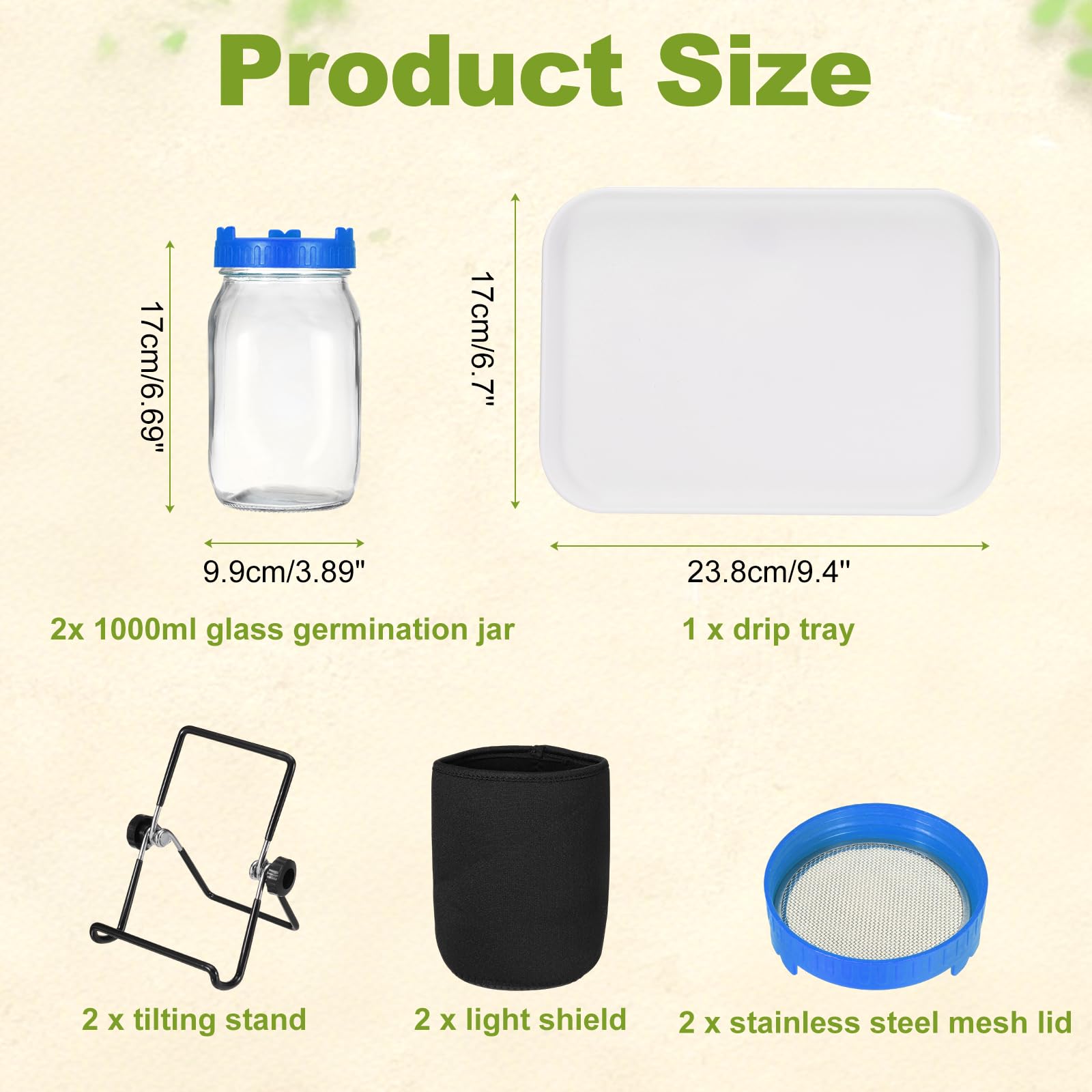 QUARKZMAN 1000ML Sprossenglas Set Blau 2 Set Für Die Keimung von Pflanzen