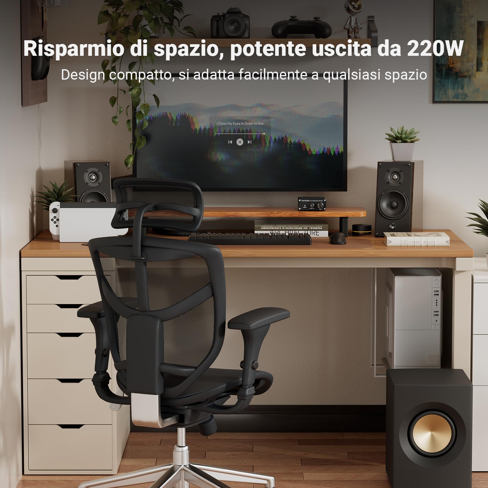 Fosi Audio TP-02 220Watt Amplificatore Subwoofer Mini Sub Bass Amp Digitale classe D Integrato per Subwoofer TDA7498E