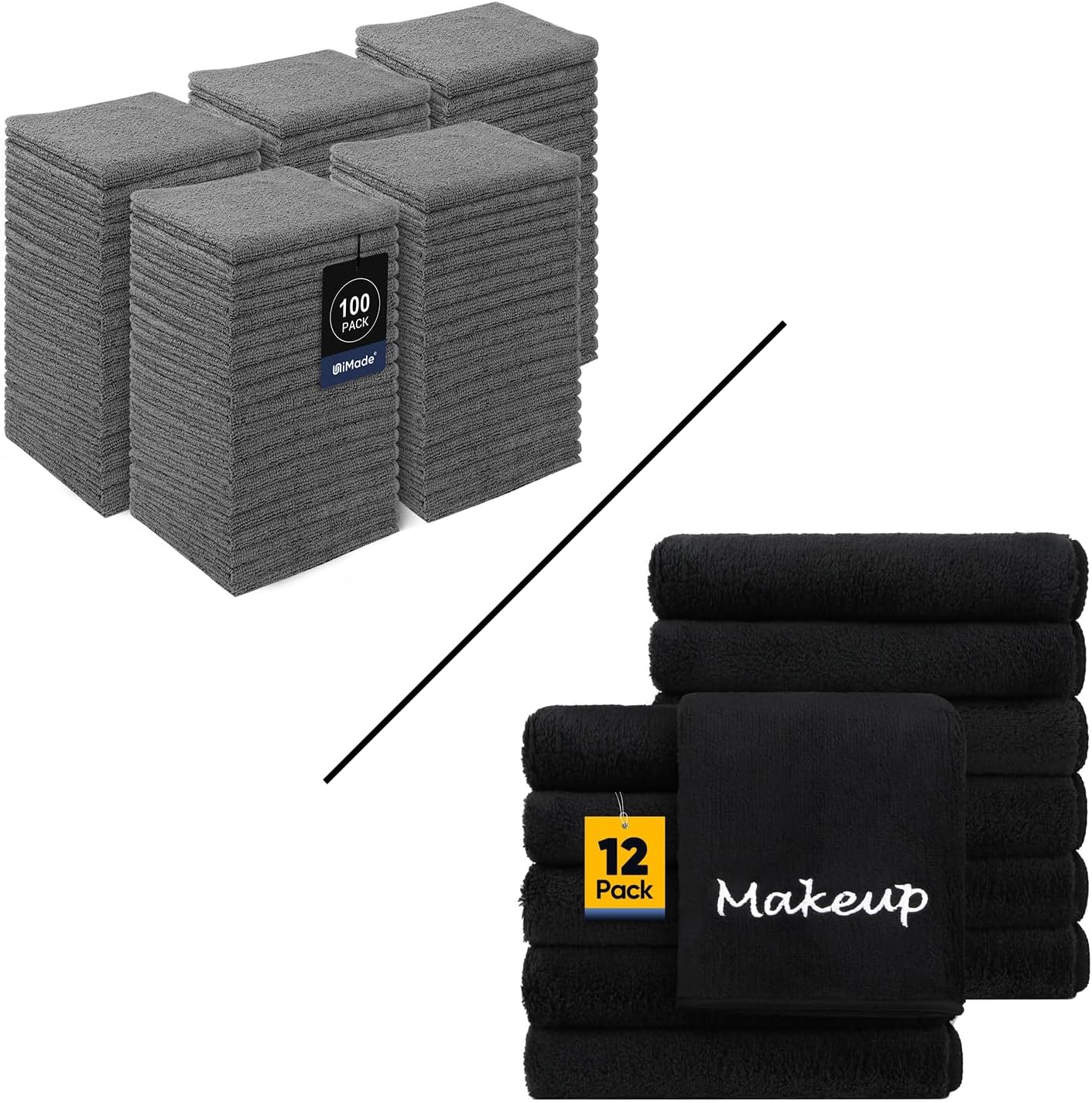 Washcloths Bulk - 100 Pack - Face Towels (12" x 12") 12 Pack Makeup Remover Cloths - Grey