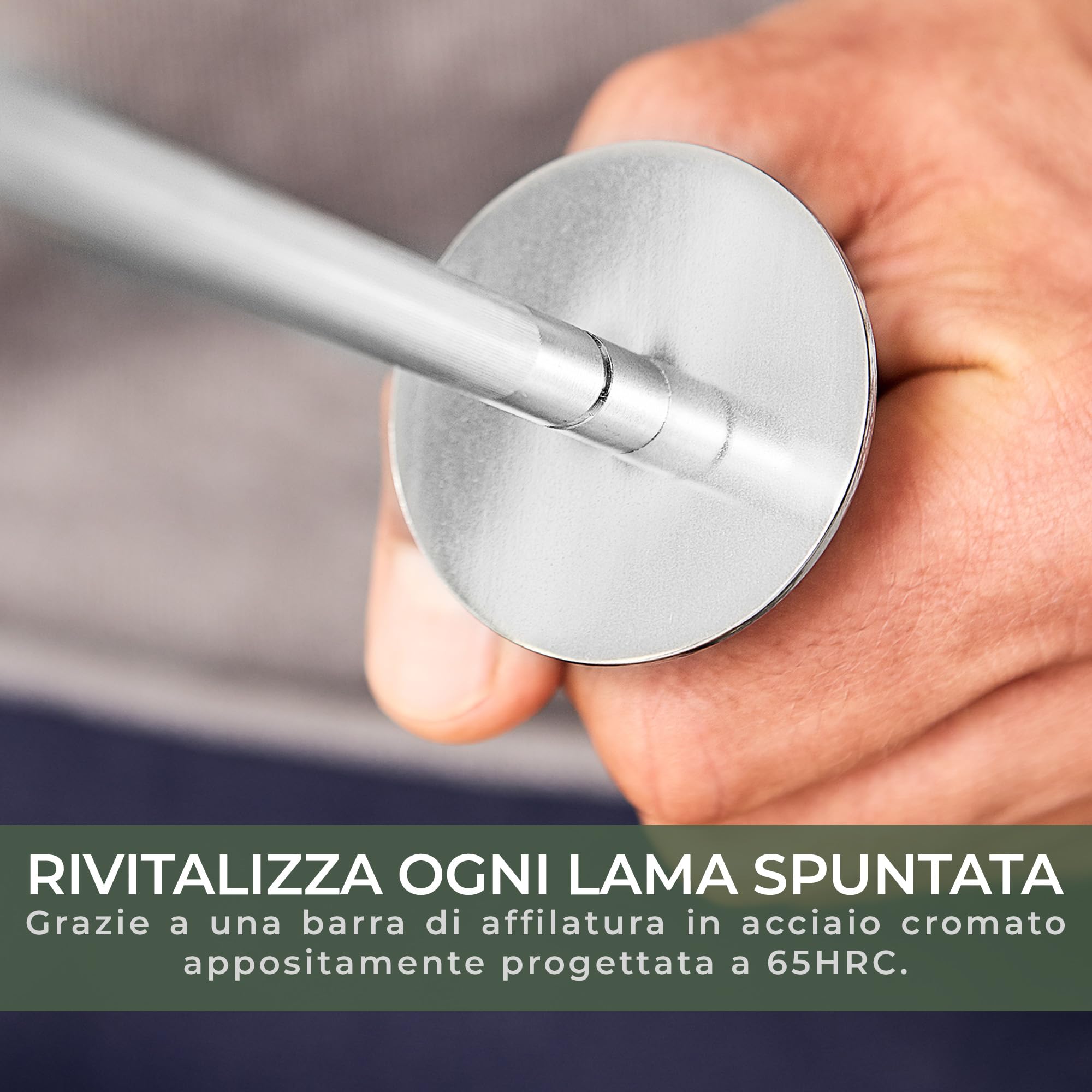 WALDWERK Affila Coltelli Premium – Affilacoltelli in acciaio temprato con elegante manico in legno – Acciaino professionale 100% privo di plastica – Affila Coletelli professionali
