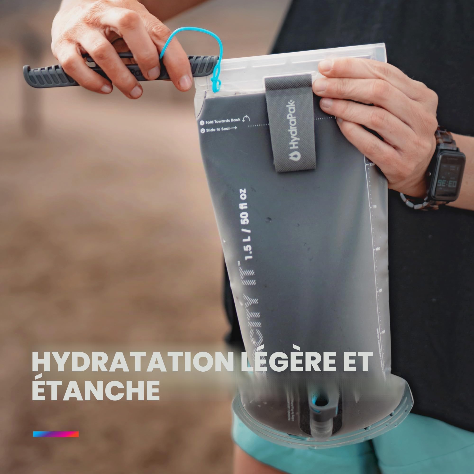 HydraPak Velocity IT (1,5L ou 2L Réservoir d'Hydratation) - Réservoir d'eau isolé pour pack d'hydratation - Valve de morsure auto-scellante, anti-fuite et passe au lave-vaisselle