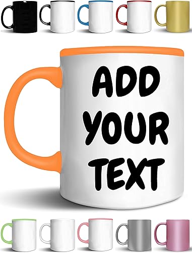 Tazas de café personalizadas, añade tu nombre, texto o letras, tazas de cerámica personalizadas con varios colores y fuentes, taza con monograma