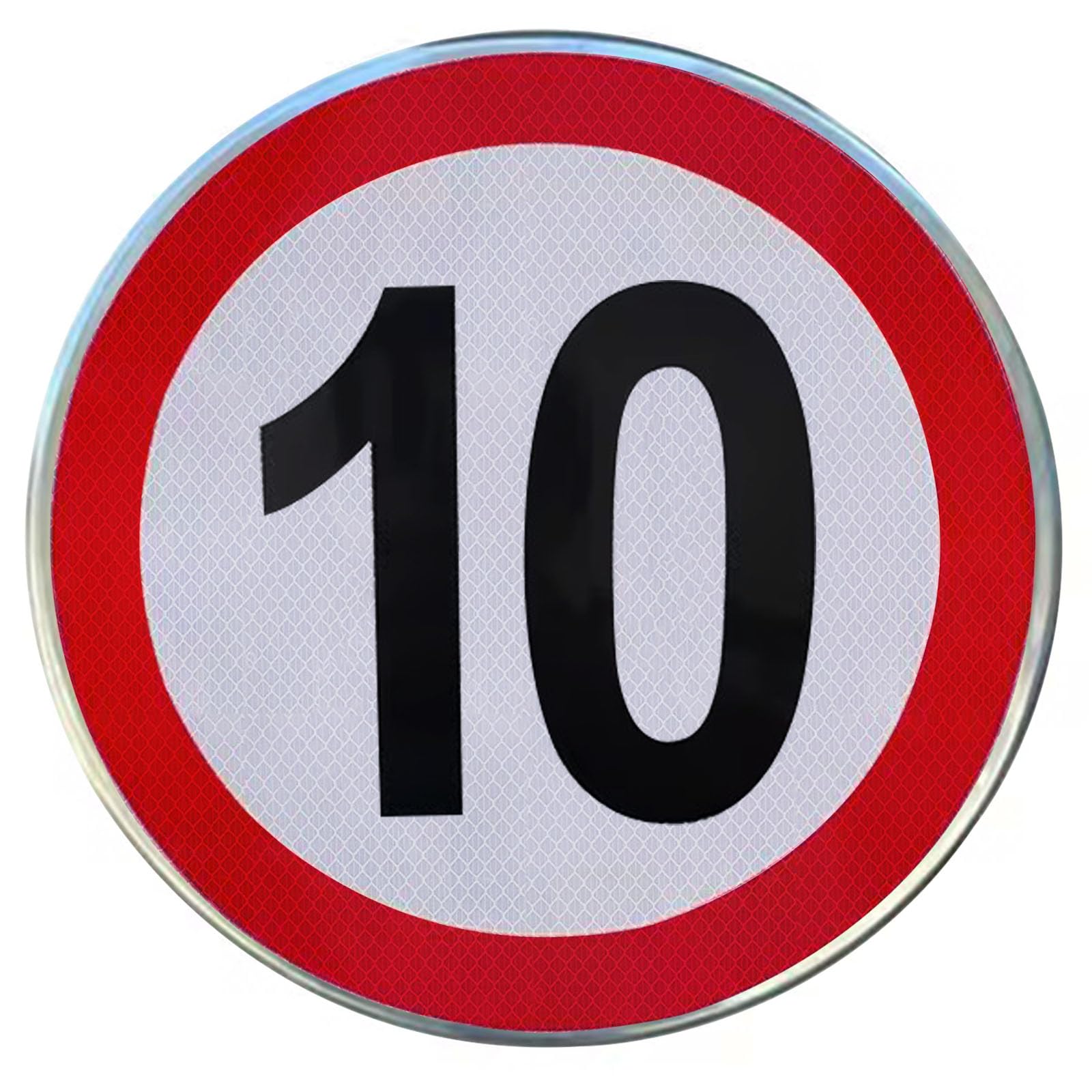 Señal De Límite De Velocidad 10 Km/h,Señales De Velocidad | aluminio reflectante de 1,5 mm Incluye accesorios para calles aparcamientos y zonas de construcción (10 Km Houri, 40cm)
