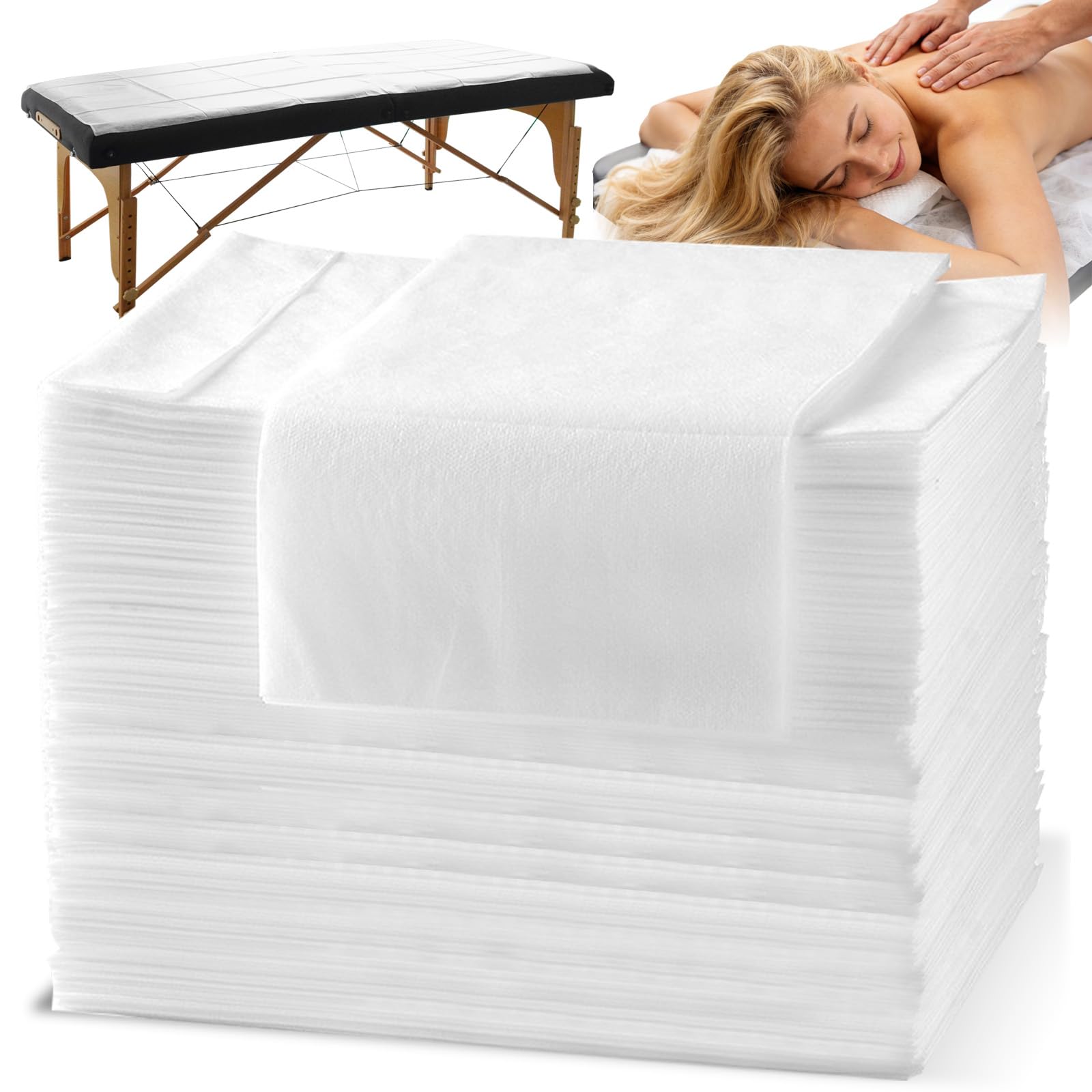 Disposable Spa Massage Table Sheets, Non-Woven Fabric, 70 x 31 Inch