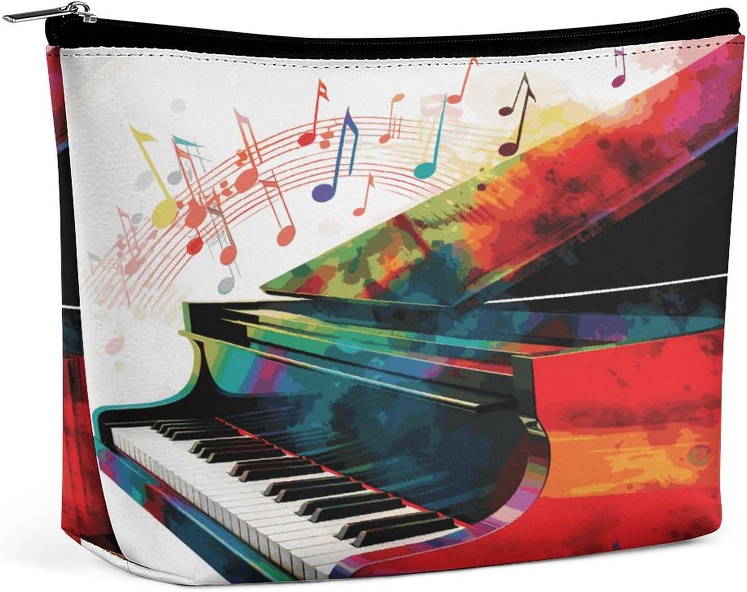 Makeup Bags Large Capacity Cosmetic Bags for Women Colorful Piano Keyboard Music Open Flat Toiletry Bag Waterproof Makeup Pouch Portable Cosmetic Organizer Makeups Train for Travel Gift