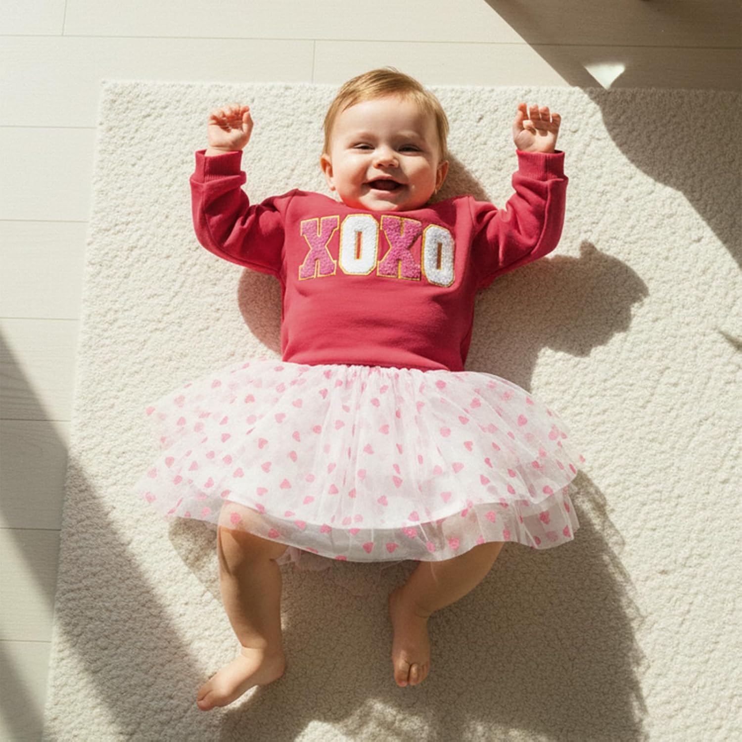 WZTYYDS Toddler Baby Girls Valentines Outfits Letter Embroidery Long Sleeve Sweatshirt Tops Tutu Skirt Set Spring Clothes - Image 4