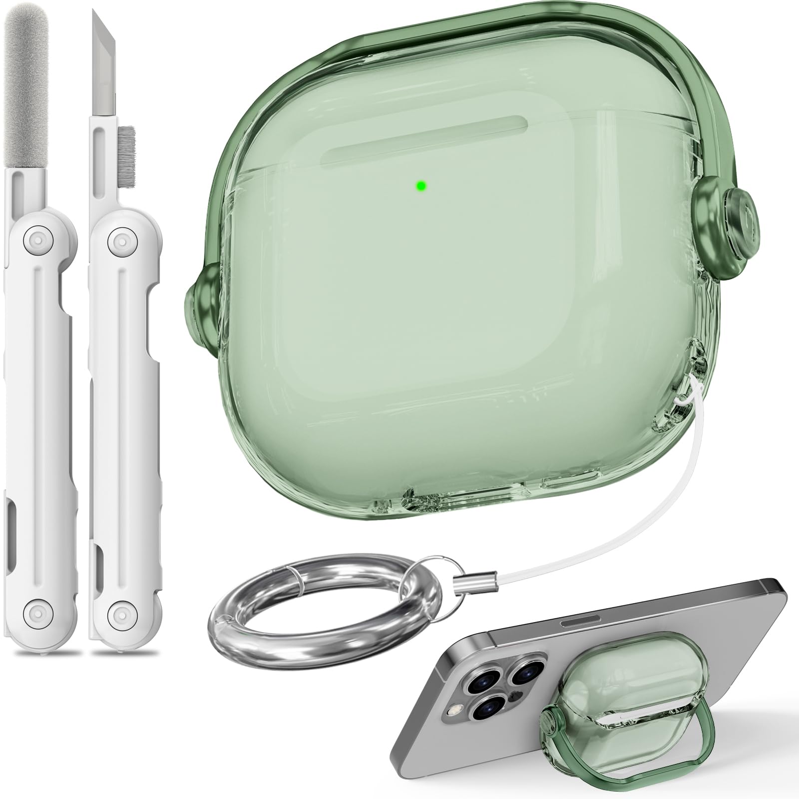 Safety Lock for Airpods 4 Case,TPU Clear Case for Apple Airpods 4 Case 2024 USB-C with Cleaner Kit, Drop Protection Airpods 4 Case Cover for Men for