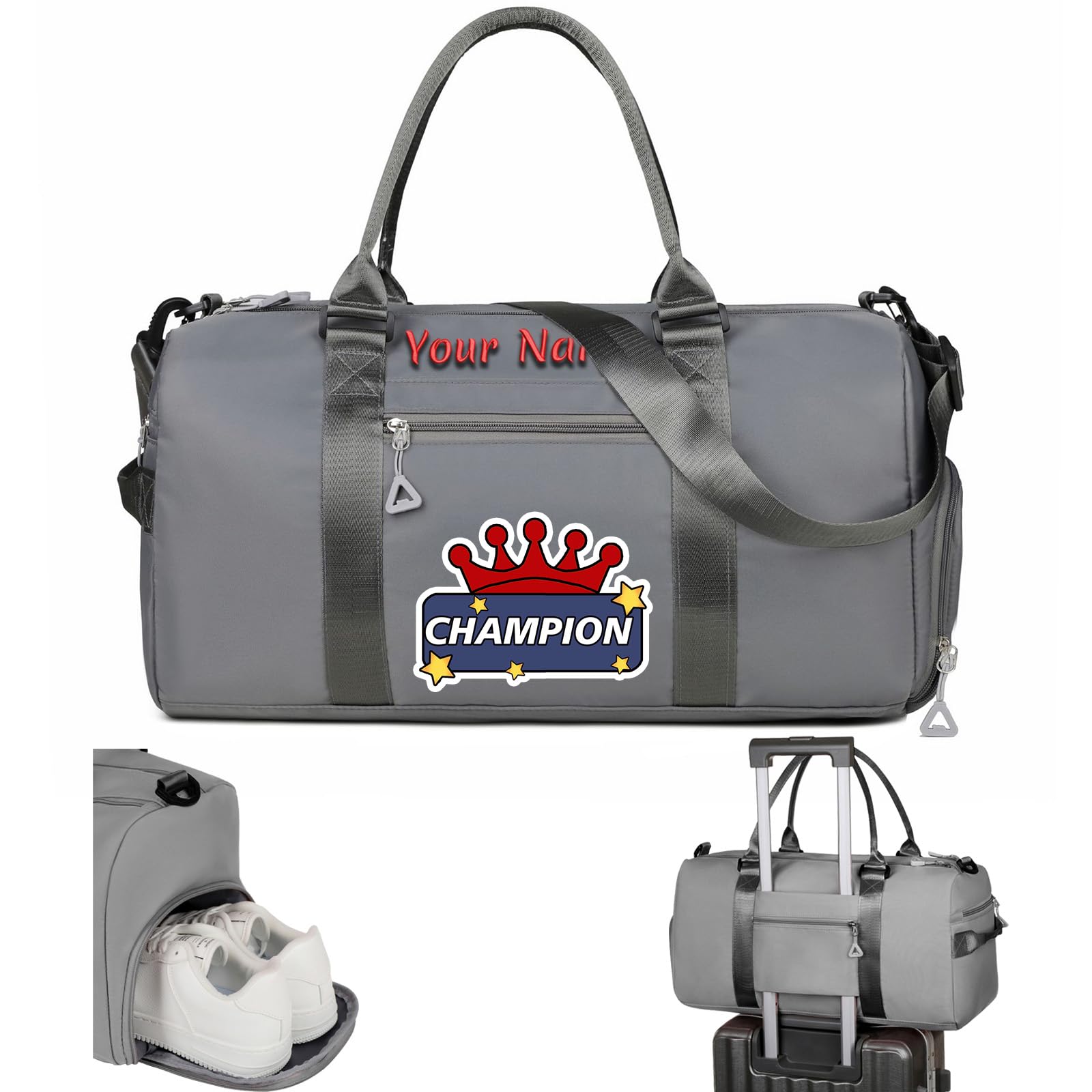 Personalized Embroidered Duffel Bag, Custom Sports Gym Bag with Name for Man Women, Girls Dance Bag Weekend Bag Travel Bag - with Shoulder Strap & Wet