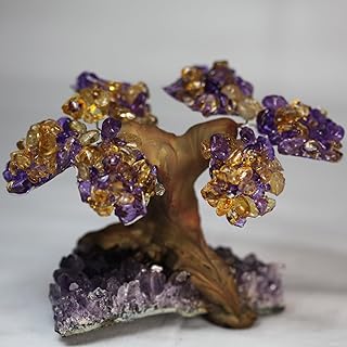 New Citrine & Amethyst Geode Crystal Cluster Wire Tree of Life Art Twin Spirit Tree