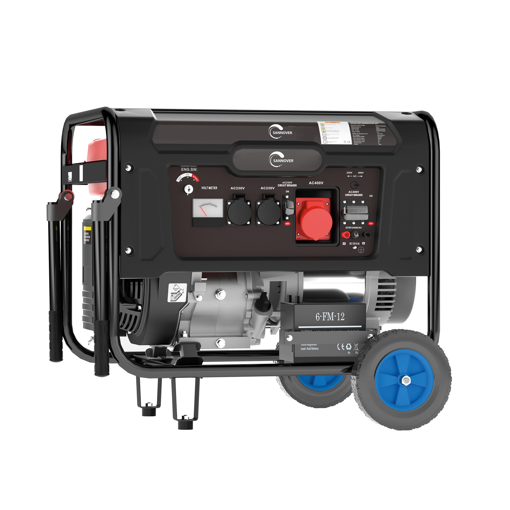 Groupe Electrogène 5 500W 3 prises Monophasé & Triphasé Essence Stromios Sannover
