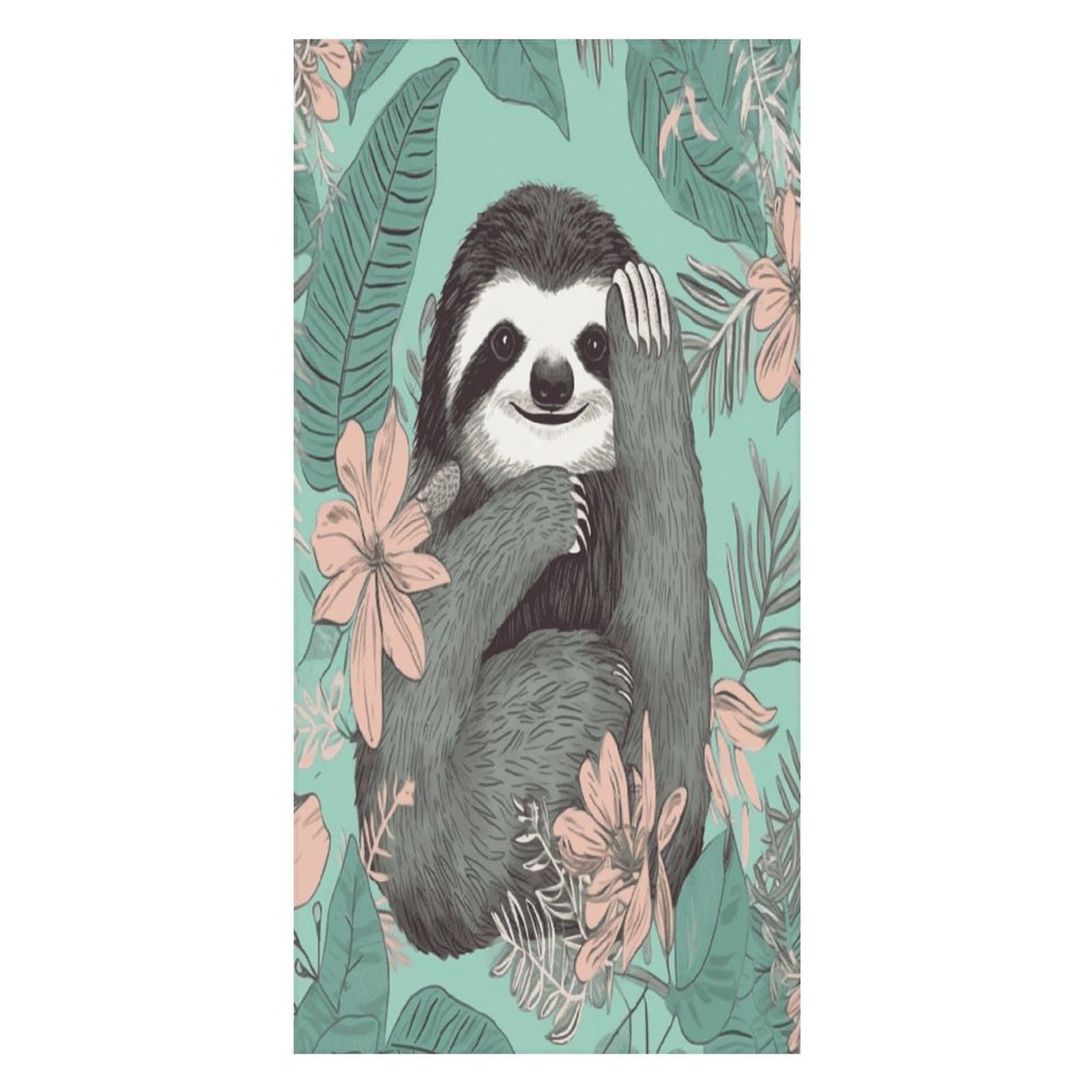 JTREHY Animal Sloth Mint Green Beach Towel Extremely Soft Oversized Towels Lightweight Sports Absorbent Bath Towel Suitable 160"x80" for Swimming Camping Beach