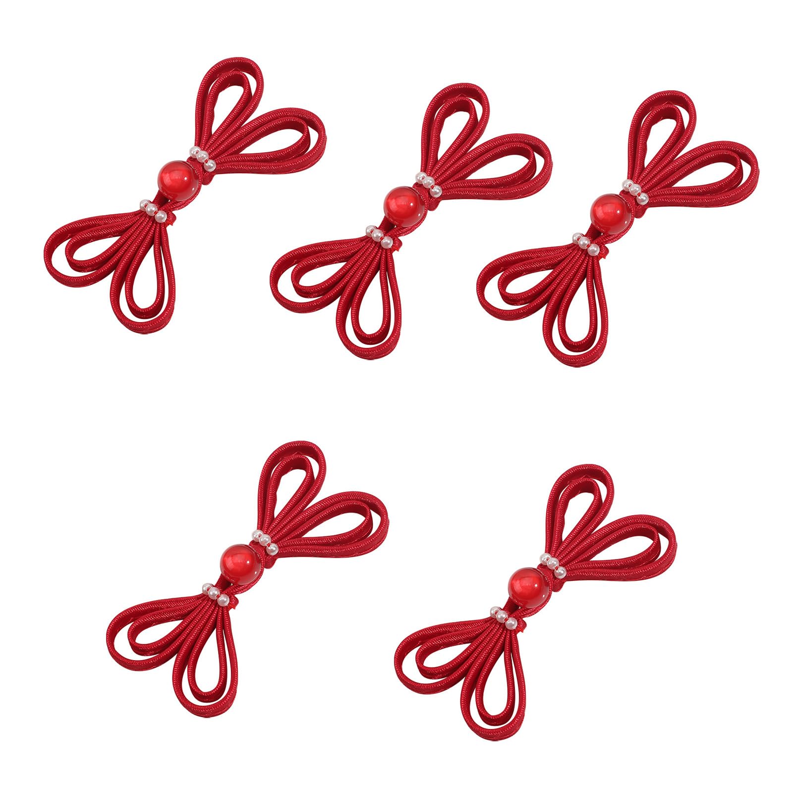 Tsophreniq 5pcs Cheongsam Sewing Fasteners Chinese Frog Button Chinese Closure Buttons with Beads for Sweater