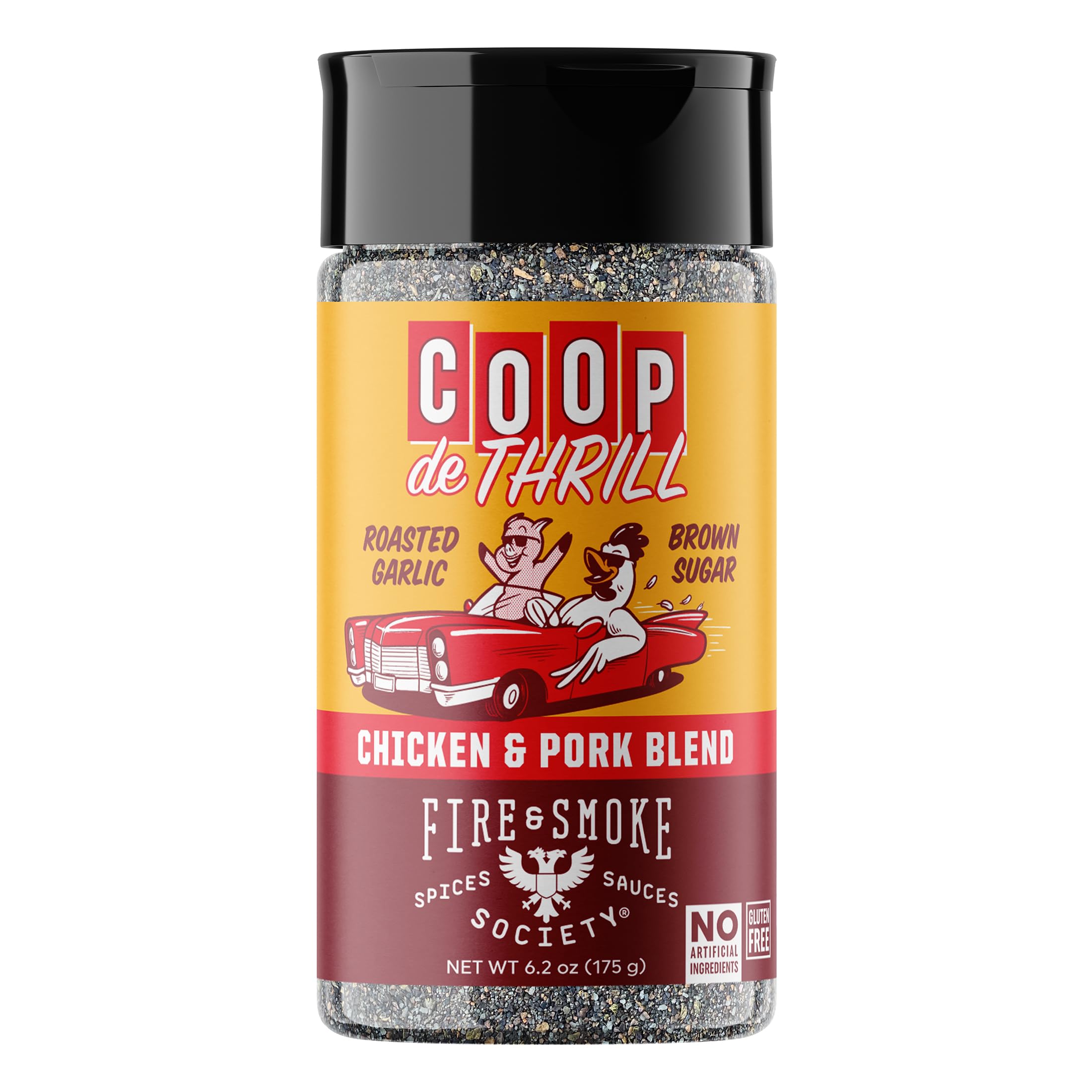 Fire & Smoke Society Coop de Thrill BBQ Seasoning | Chicken Seasonings and Pork Rubs for Smoking and Grilling | Chicken Wings, Pork Seasoning, Poultry | Black Pepper, Chili Pepper, Brown Sugar | M 6.2 oz