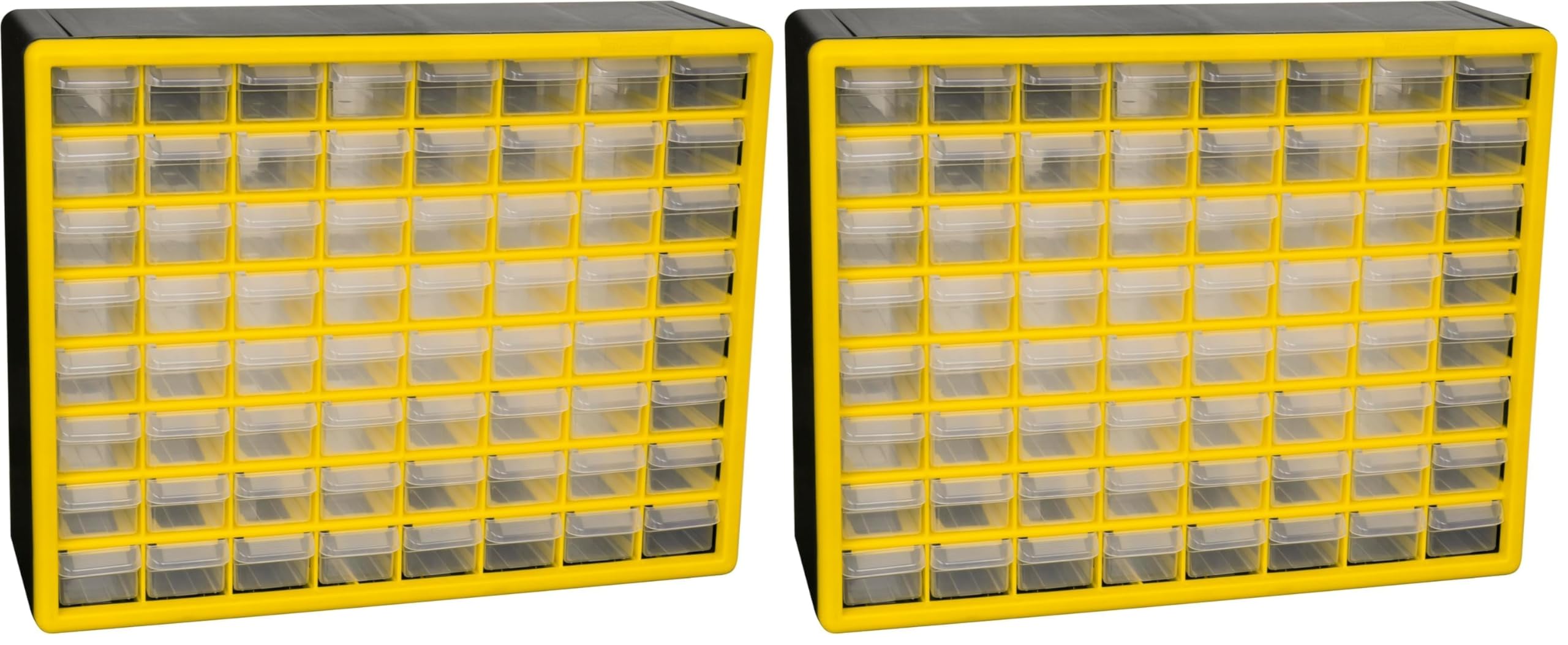 Akro-Mils 64-Drawer Plastic Drawer Storage Cabinet for Garage Organization, Bead Organizer, Building Bricks Storage, Teacher Toolbox, Makeup Organizer, 20-Inch W x 6-Inch D x 16-Inch H, 10164 Yellow