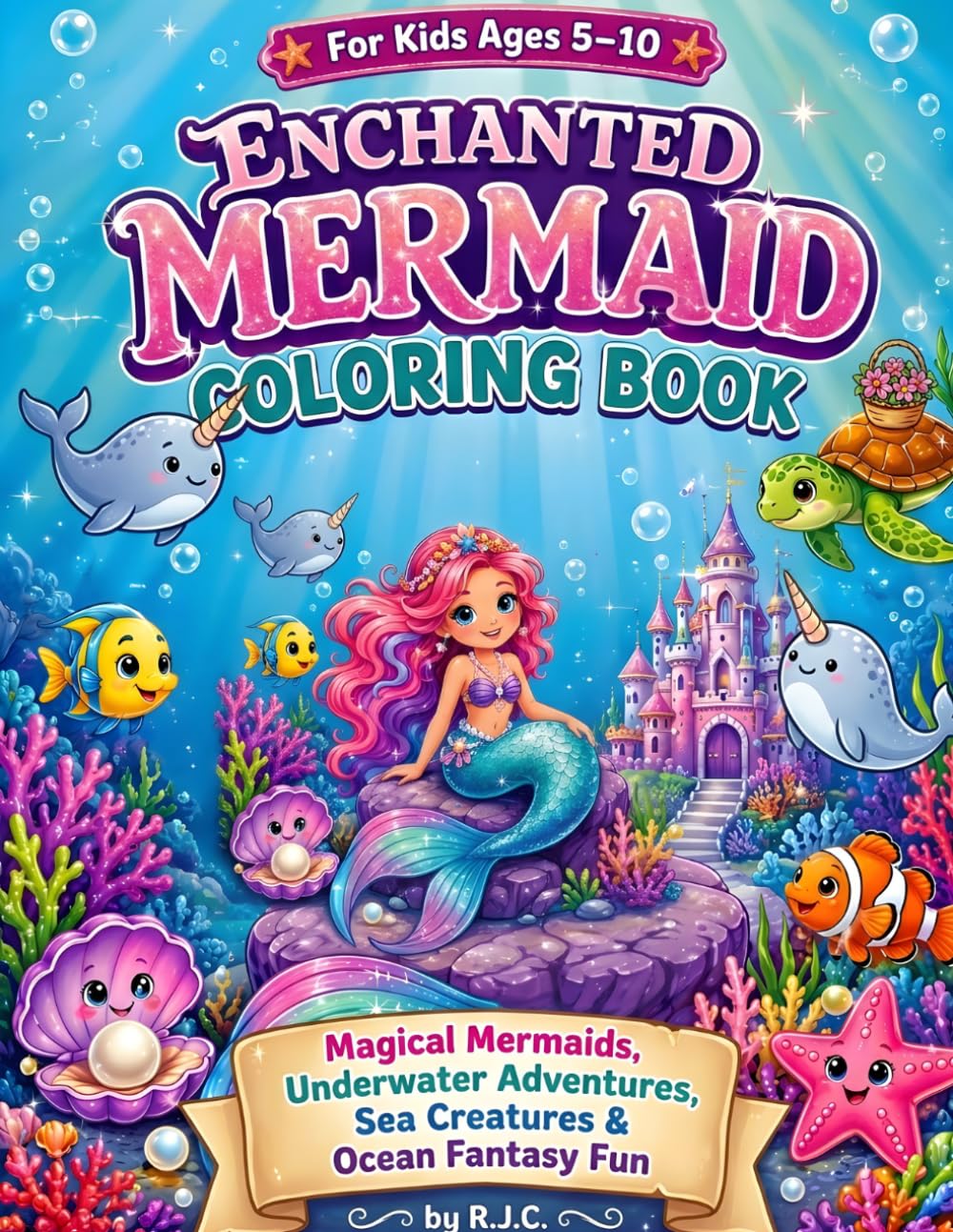 Enchanted Mermaid Coloring Book for Kids Ages 5–10: Magical Mermaids, Underwater Adventures, Sea Creatures & Ocean Fantasy Fun