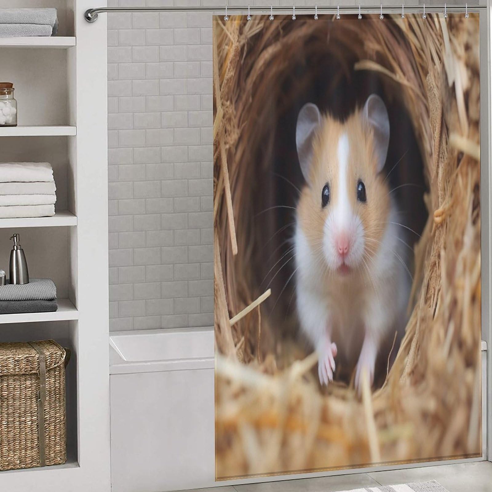 Rideau de douche hamster 140x183 cm pour rideau baignoire en tissu