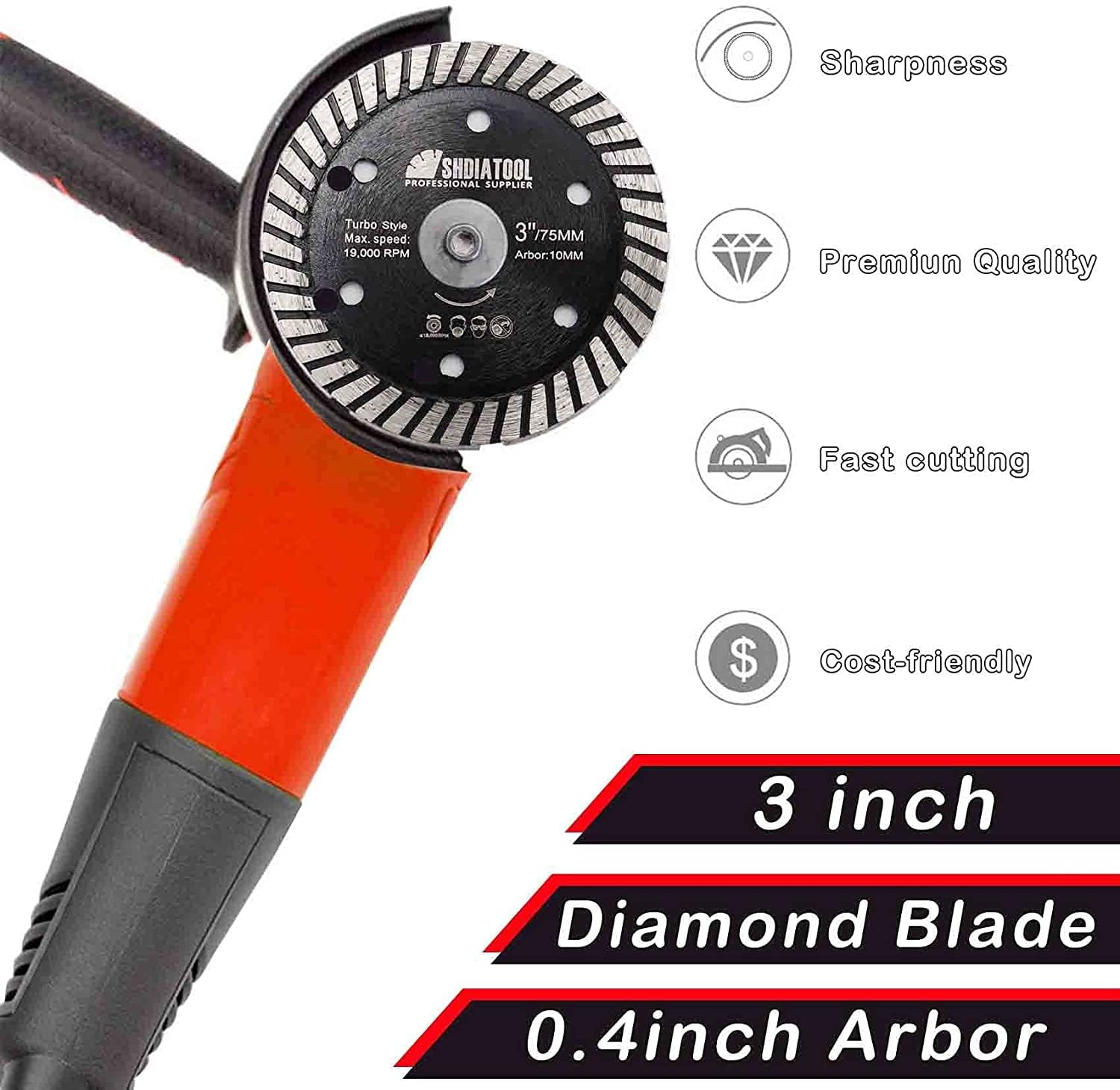 SHDIATOOL Tile Diamond Saw Blade, Concrete Cut-Off Wheel 3In/75mm x Arbor 3/8In/10mm (3-Pack)