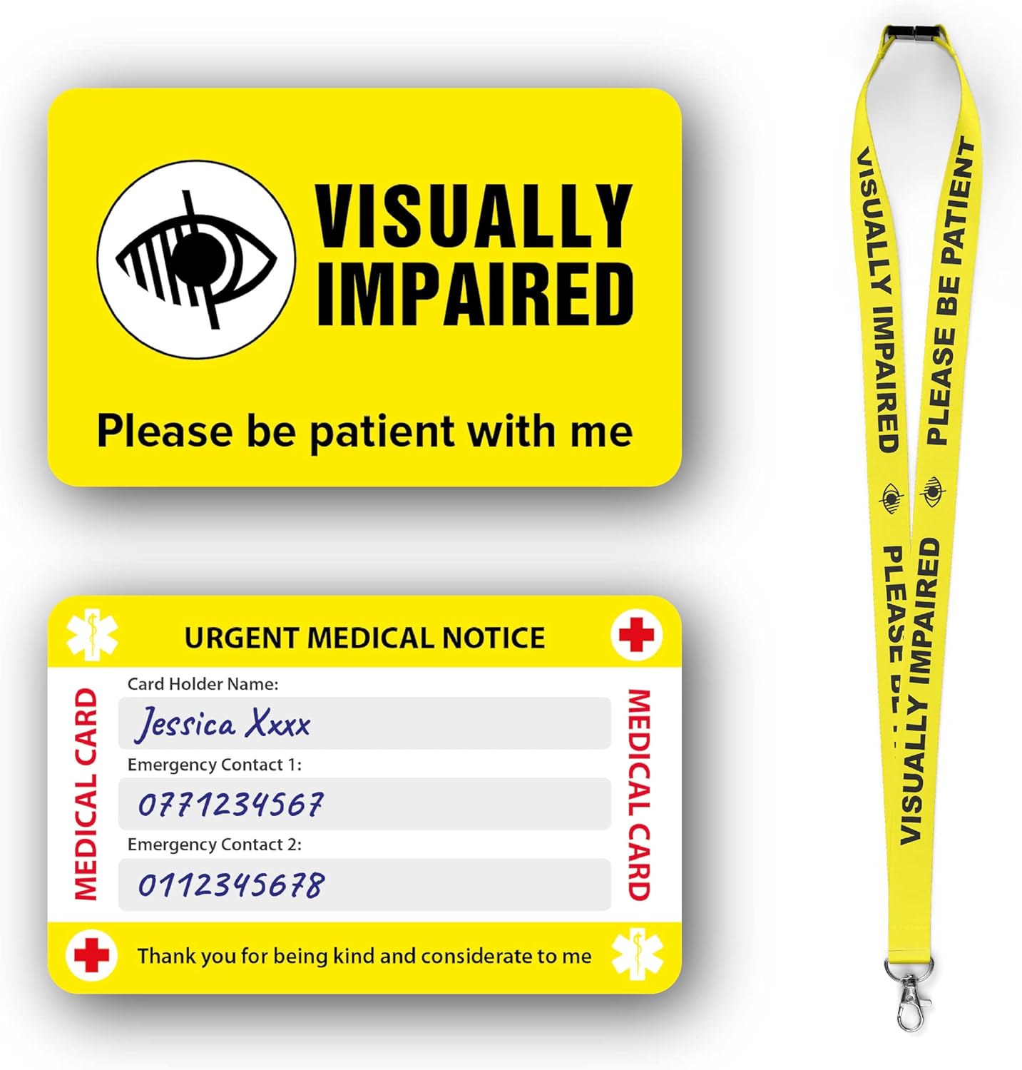 Visually Impaired and Blind Medical Card with Writable Panel and