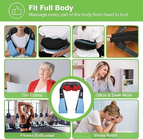 Miniatura 8 de cotsoco Masajeador de cuello, masajeador shiatsu de cuello y espalda con calor para aliviar el dolor, almohada de masaje de amasamiento 3D de tejido