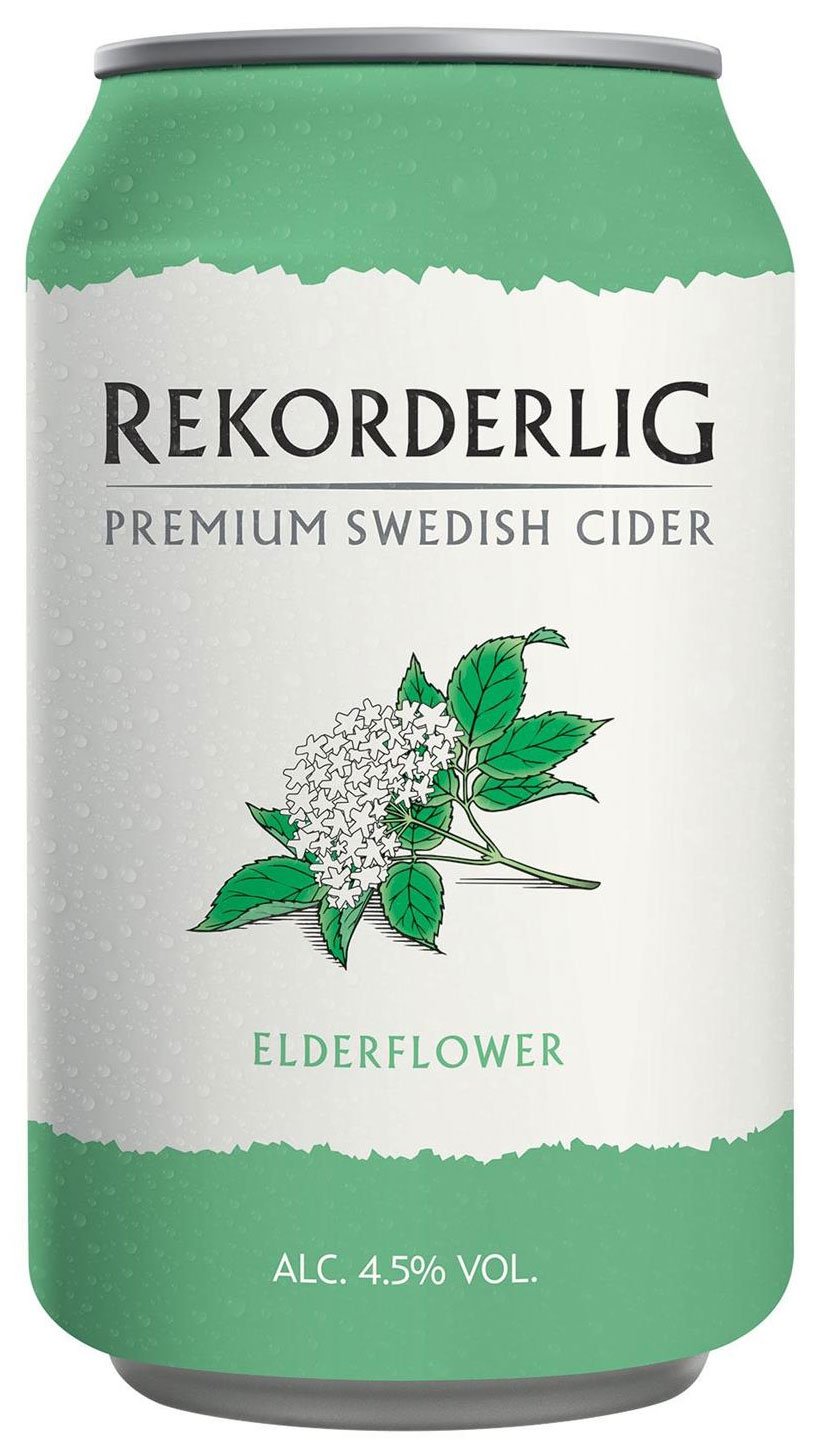 Rekorderlig Cider Holunder 4,5% 24x0,33l Dosen Set mit Schlüsselanhänger