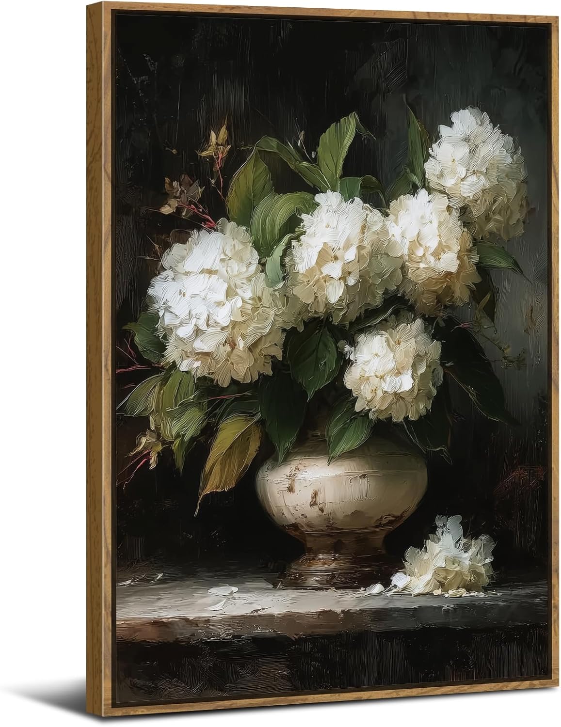 Retro Hydrangea Wall Art Bathroom Vintage Flower Wall Decor Framed Botanical Painting Artwork for Bedroom Mid Century Modern Still Life Floral Poster Canvas Prints Living Room Home Decorations 12x16”