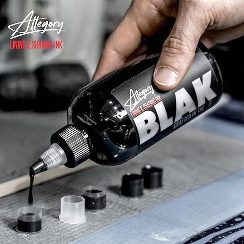 Miniatura 7 de Allegory Tinta de tatuaje Blak, tinta negra de alta calidad, perfecta para forro y sombreado, pigmento suave y consistente, color de tatuaje apto