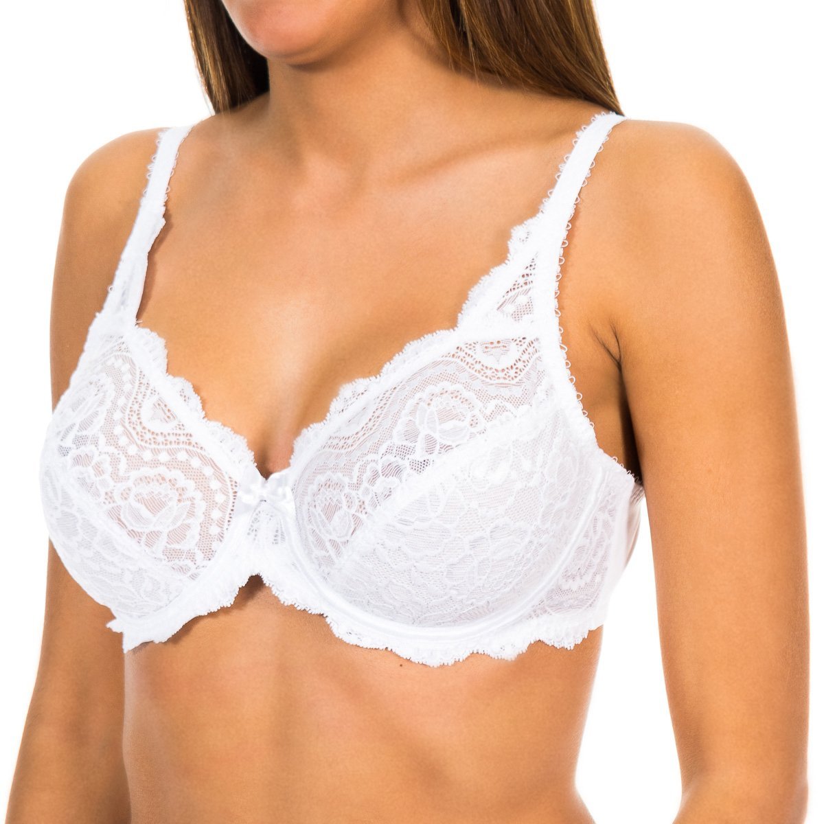 Playtex Women's Flower Elegance Full Cup Everyday Bra, White, (Blanc) 38B (Manufacturer Size: 100B)
