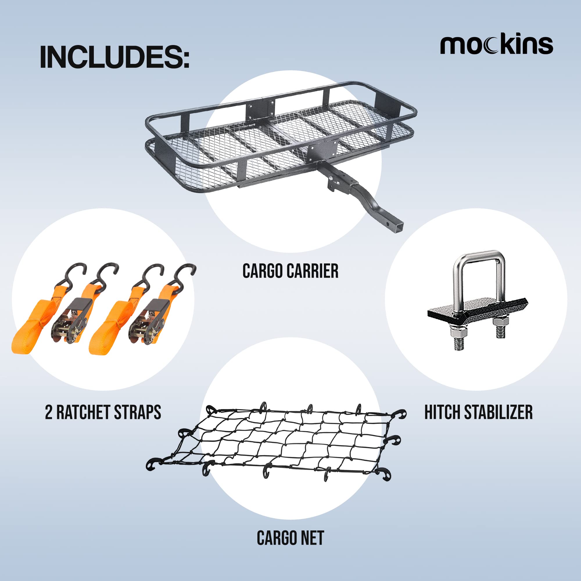 Mockins 60"x20"x6" Folding Cargo Carrier Hitch Mount 500 lb Capacity